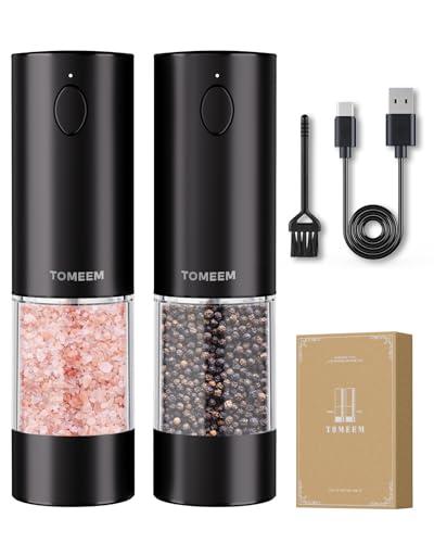 Upgraded Larger Capacity Electric Salt and Pepper Grinder Set Rechargeable with LED lights