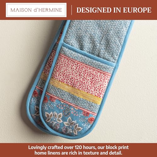 100% Cotton Oven Mitt Pot Holder Set Double Oven Mitt