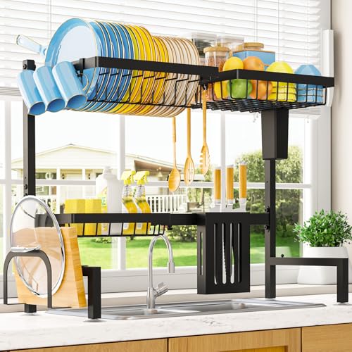 Dish Drying Rack Over The Sink (Black / Large (2 Tier))