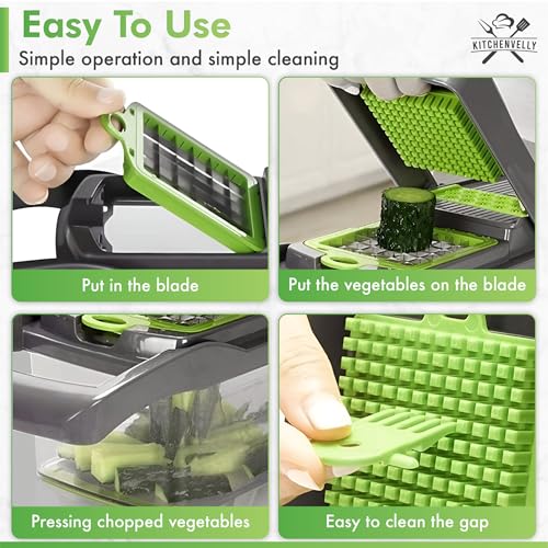 Vegetable Chopper 16 in 1 with Container (Green)