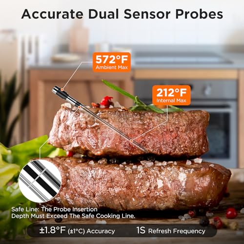 Wireless Meat Thermometer Digital with 2 Meat Probes