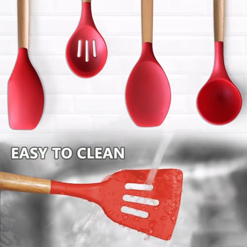 Silicone Cooking Utensils Set 5Pcs Non (Standard 5-Piece Set / Red)