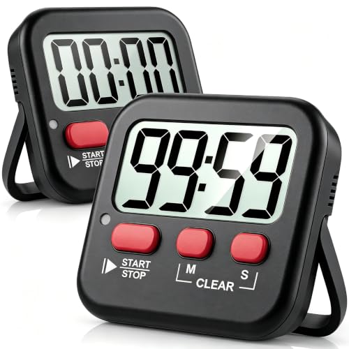 2 Pack Digital Timer for Kids Classroom Kitchen Timers for Cooking (1 * New Black)