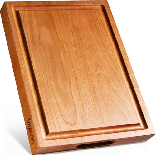 Thick Wooden Cherry Cutting Board with Handle (Cherry Wood)