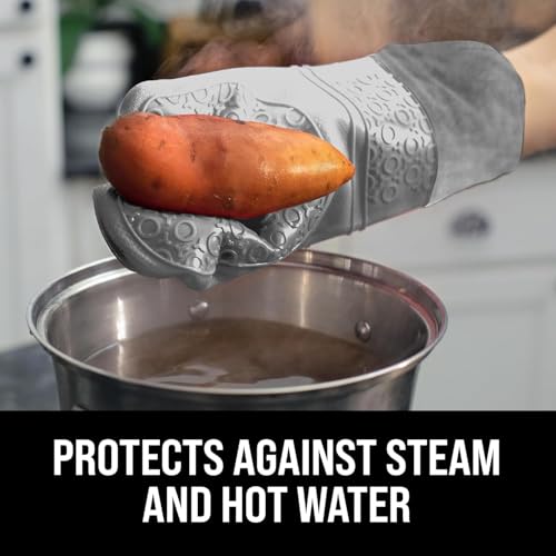 BPA Free Soft Silicone Oven Mitts (Gray / 2-Piece 14.7" Oven Mitts)