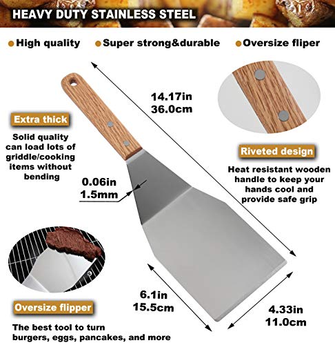 Heavy Duty Stainless Steel Grill Spatula Set for Grill Griddle Hibachi Flat Top Outdoor Cooking