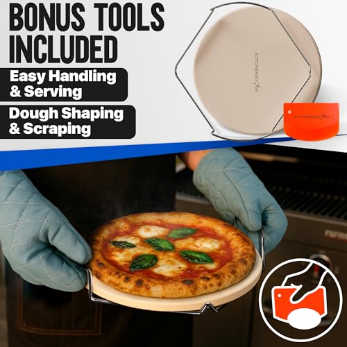 Pizza Stone for Oven and Grill with Handles