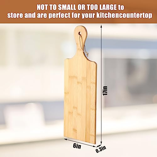 12 Packs Wooden Cutting Board Set with Handles Large Kitchen Serving Plain Chopping Board Bulk Gifts for Mom for Vegetables Meat Pizza Cheese Fruit Bread (17 x 6 Inch)