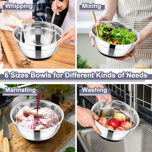 Mixing Bowls Stainless Steel Salad Bowl with Lid & Graters