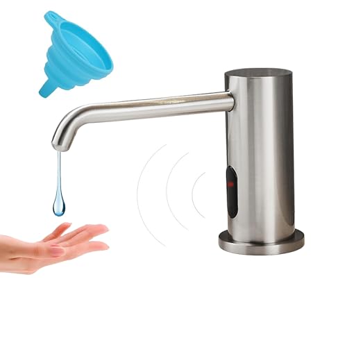 Touchless Automatic Soap Dispenser for Kitchen Bathroom Sink Built in Brushed Nickel Liquid Commercial Electric Soap Dispenser with Bottle and Pump