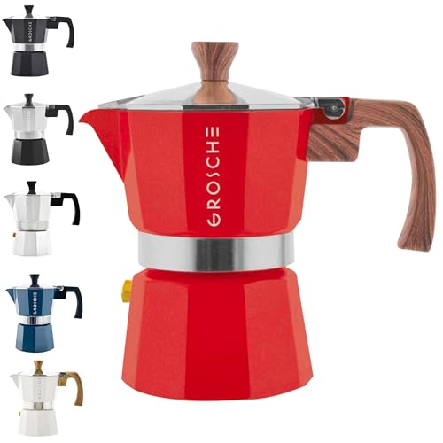 Milano Stovetop Espresso Maker Moka Pot 3 espresso Cup (3 espresso cups / Red)