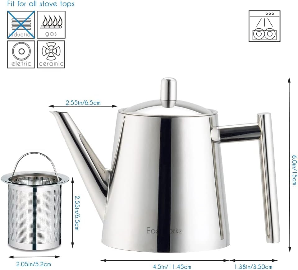 Stainless Steel Teapot With Removeable Infuser 50 oz