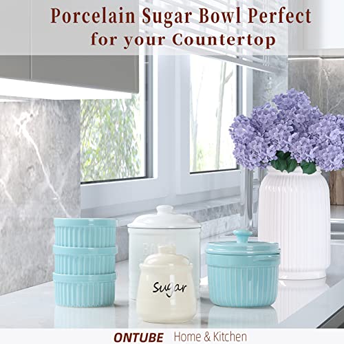 Ceramic Sugar Bowl with Lid and Spoon 12 oz