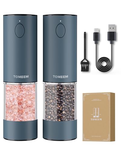 Upgraded Larger Capacity Electric Salt and Pepper Grinder Set Rechargeable with LED lights