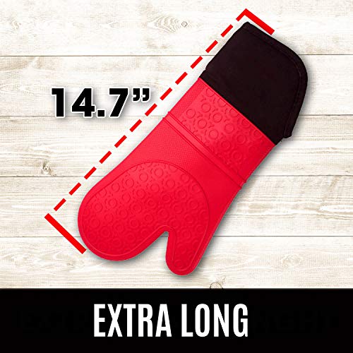Silicone Oven Mitts and Potholders (Canyon Red / 4-Piece Oven Mitts & Trivets Set)