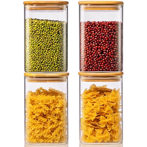 Square Glass Storage Containers with Airtight Bamboo Lids