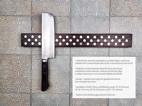 Magnetic Wooden Knife Bar Holder Strip (24 Inch / Walnut)