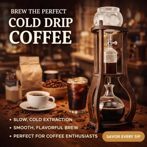 Iced Coffee Cold Brew Drip Tower Coffee Maker Wooden