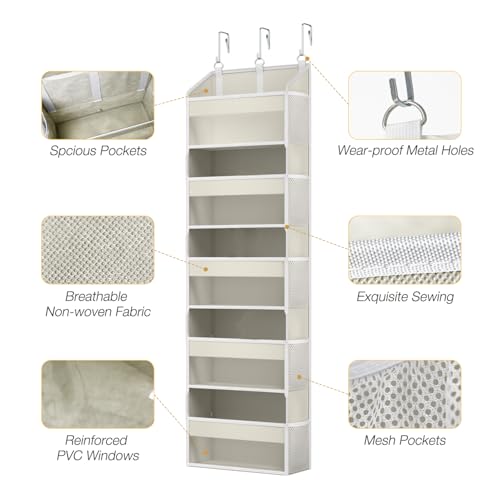 Over the Door Organizer with 5 Front & 10 Mesh Side Pockets
