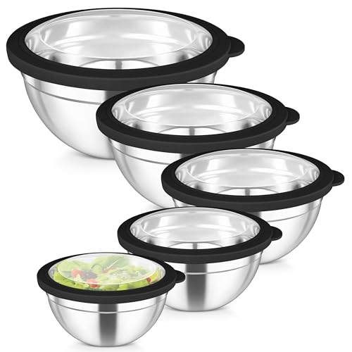 Mixing Bowls with Lids Set of 5 (Black)