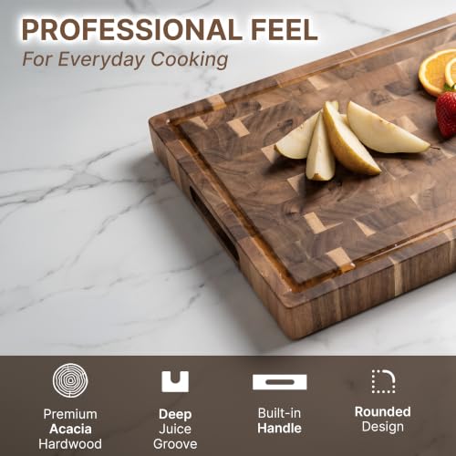 Acacia Wood End Grain Cutting Board (17"L x 13"W)