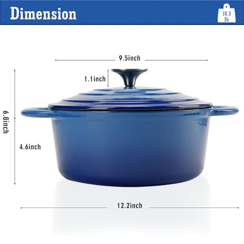 4.5 Quart Enameled Cast Iron Dutch Oven with Self (Blue / 4.5QT)