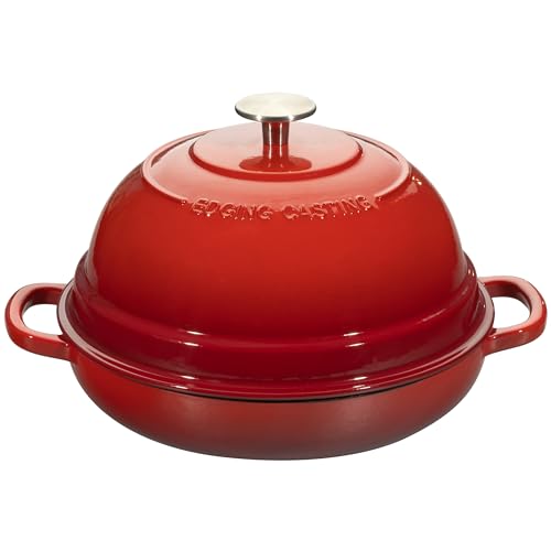 Enameled Cast Iron Dutch Oven Pot with Lid (Red)