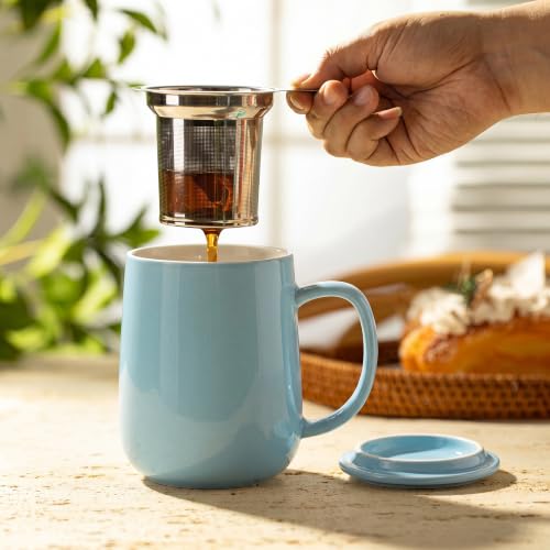 Big Porcelain Tea Mug with Infuser and Lid