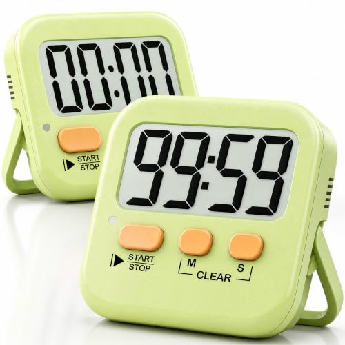 2 Pack Digital Timer for Kids Classroom Kitchen Timers for Cooking (1 * Light Green)