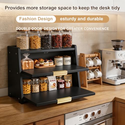 Large Bread Box for Kitchen Counter (Black)