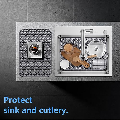 Sink Protectors for Kitchen Sink 19"x13"Silicone Kitchen Sink mat (19"x13" / Gray)