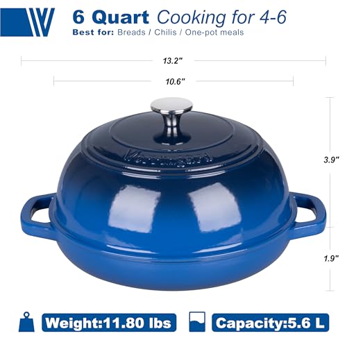 Enameled Cast Iron Dutch Oven Pot with Lid (Blue)