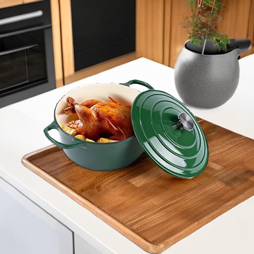 6 Quart Enameled Dutch Oven Pot with Lid (6 QT / Green)