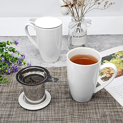Porcelain Tea Mug with Infuser and Lid