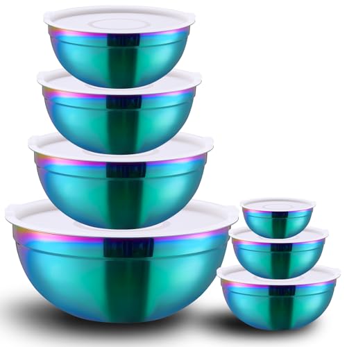Gold Mixing Bowls with Lids Set of 7