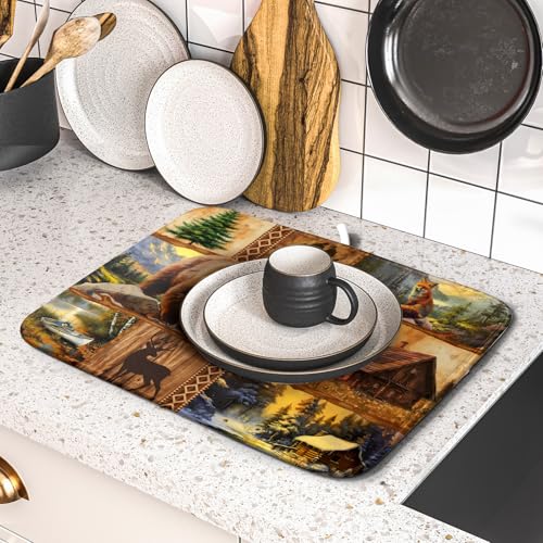 Dish Drying Mat Dishes Pad Absorbent Fast Dry Dish Drainer Mat Protector for Kitchen Counter…