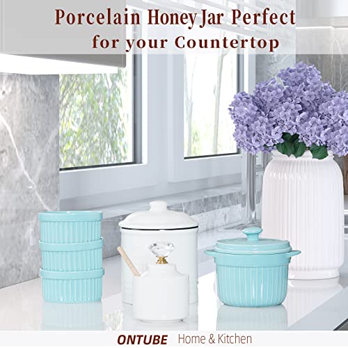 Ceramic Honey Jar with Dipper and Crystal Lid
