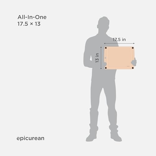 All-In-One Cutting Board with Non-Slip Feet and Juice Groove, 17.5" × 13", Natural/Black (17.5"L x 13"W / Natural/Black)