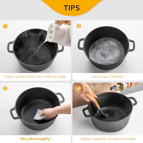 Cast Iron Dutch Oven with Skillet Lid (5QT)
