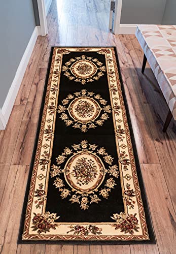 Pastoral Medallion Brown French Area Rug European Floral Formal Traditional Area Rug Easy Clean Shed Free Modern Classic Contemporary Thick Soft Plush Living Dining Room Rug