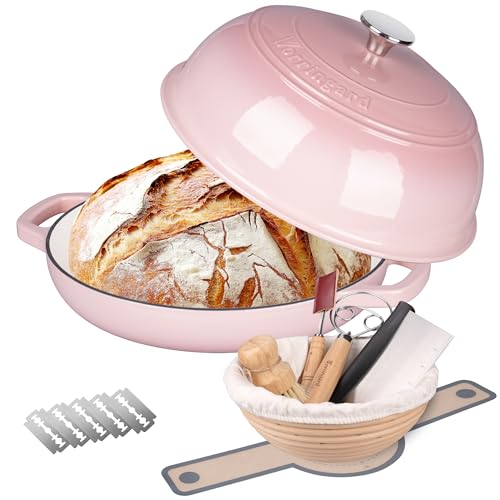Enameled Cast Iron Dutch Oven Pot with Lid (Pink)