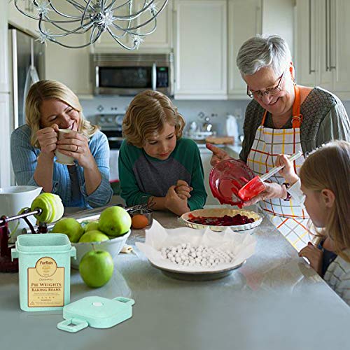 Ceramic Pie Weights Reusable 10mm Baking Beans Pie Crust Weights Natural Ceramic Stoneware with Wheat Straw Container