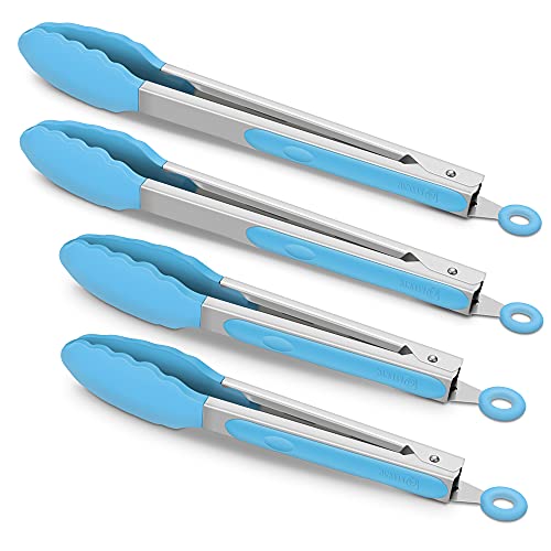 4 Pieces Silicone Stanless Steel Kitchen Cooking tongs set