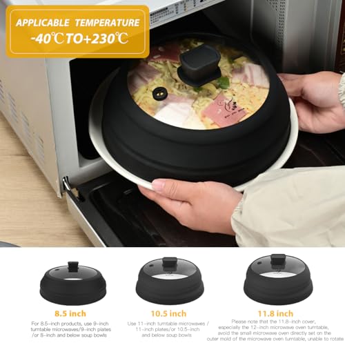 Microwave Splatter Cover Glass Cover with Collapsible Silicone for Food Protection