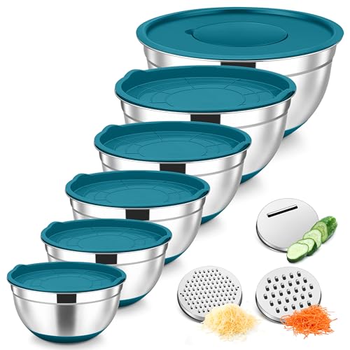 Mixing Bowls Stainless Steel Salad Bowl with Lid & Graters