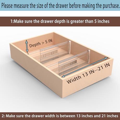 2 Pack Clear Adjustable Drawer Dividers Clothes