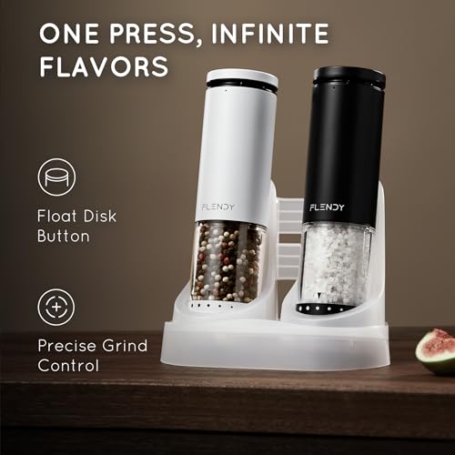 Rechargeable Electric Salt and Pepper Grinder Set with Charging Base