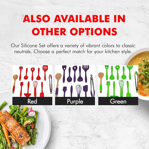 Premium Silicone Kitchen Tool and Utensil Set (11 Piece Set / Purple)