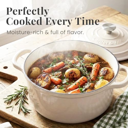 5.7 qt Enameled Cast Iron Dutch Oven Pot with Lid (Stone / 5.7 QT)
