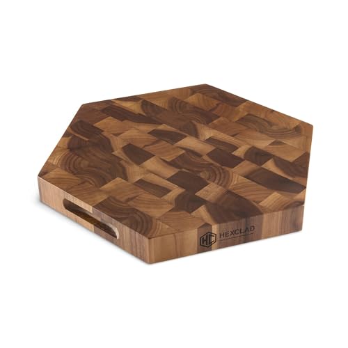15" End Grain Walnut Hexagonal Charcuterie Board and Cutting Board (14 x 15.5 inches)